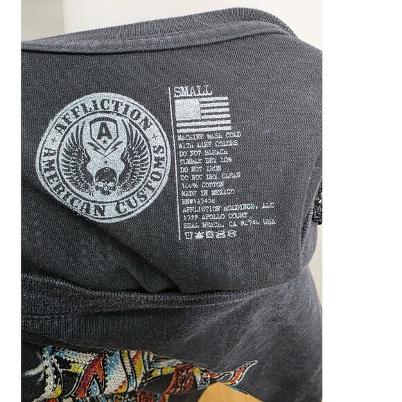 Affliction American Customs Hollow Festival Short Sleeve Bling Black T Shirt S - Picture 3 of 9